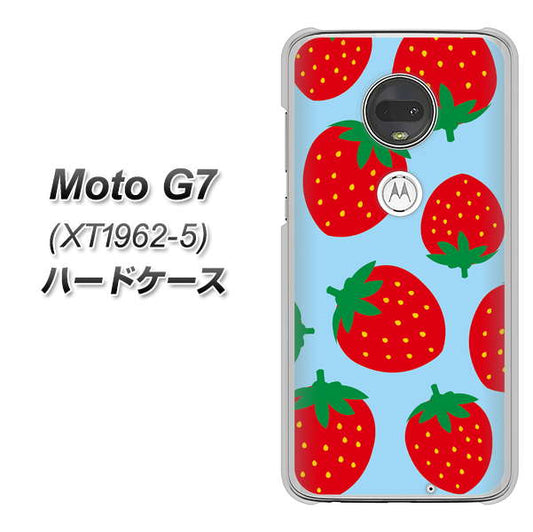 simフリー Moto G7 XT1962-5 高画質仕上げ 背面印刷 ハードケース【SC821 大きいイチゴ模様レッドとブルー】