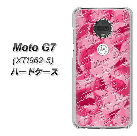 simフリー Moto G7 XT1962-5 高画質仕上げ 背面印刷 ハードケース【SC845 フラワーヴェルニLOVE濃いピンク(ローズアンディアン)】