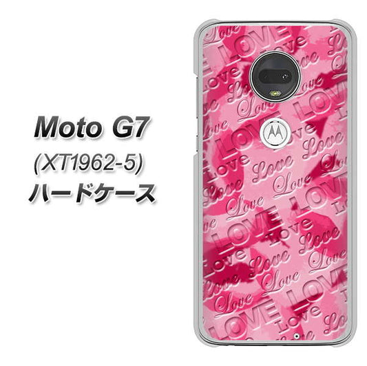 simフリー Moto G7 XT1962-5 高画質仕上げ 背面印刷 ハードケース【SC845 フラワーヴェルニLOVE濃いピンク（ローズアンディアン）】