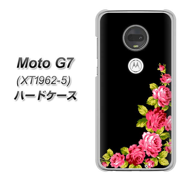simフリー Moto G7 XT1962-5 高画質仕上げ 背面印刷 ハードケース【VA826 バラのフレーム(黒)】