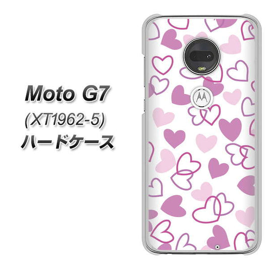 simフリー Moto G7 XT1962-5 高画質仕上げ 背面印刷 ハードケース【VA928 ハートがいっぱい パープル】