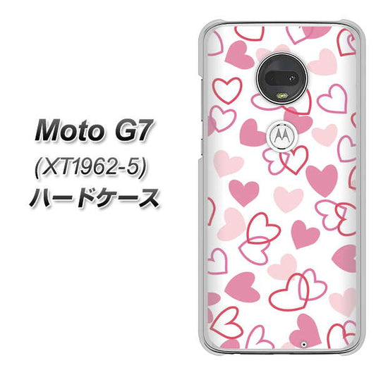 simフリー Moto G7 XT1962-5 高画質仕上げ 背面印刷 ハードケース【VA929 ハートがいっぱい ピンク】