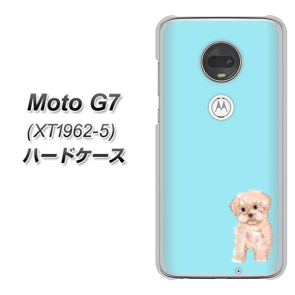 simフリー Moto G7 XT1962-5 高画質仕上げ 背面印刷 ハードケース【YJ062 トイプードルアプリコット(ブルー)】