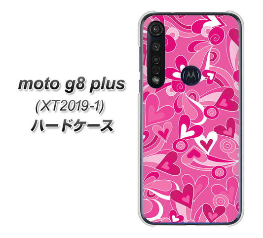 SIMフリー moto g8 plus XT2019-1 高画質仕上げ 背面印刷 ハードケース【383 ピンクのハート】