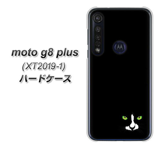 SIMフリー moto g8 plus XT2019-1 高画質仕上げ 背面印刷 ハードケース【398 黒ネコ】