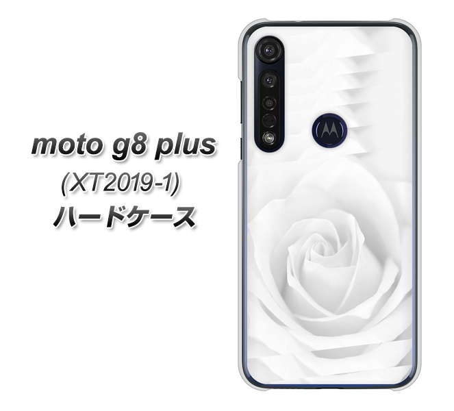 SIMフリー moto g8 plus XT2019-1 高画質仕上げ 背面印刷 ハードケース【402 ホワイトRose】