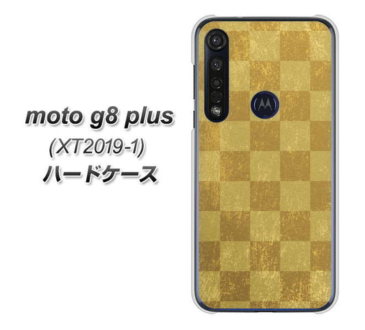 SIMフリー moto g8 plus XT2019-1 高画質仕上げ 背面印刷 ハードケース【619 市松模様-金(骨董風に傷んだイメージ)】