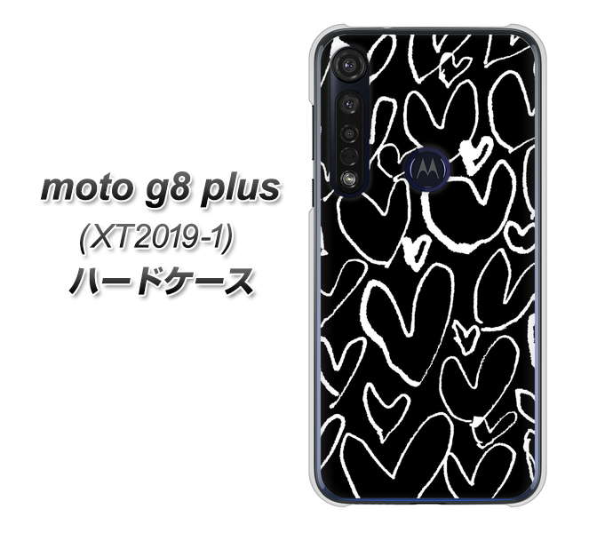 SIMフリー moto g8 plus XT2019-1 高画質仕上げ 背面印刷 ハードケース【1124 ハート BK&WH】