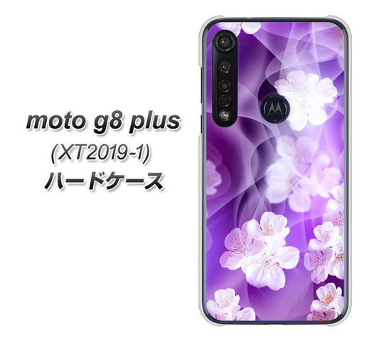 SIMフリー moto g8 plus XT2019-1 高画質仕上げ 背面印刷 ハードケース【1211 桜とパープルの風】