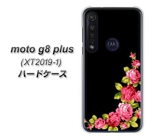 SIMフリー moto g8 plus XT2019-1 高画質仕上げ 背面印刷 ハードケース【VA826 バラのフレーム(黒)】