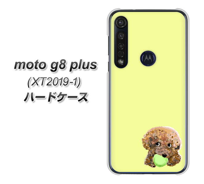 SIMフリー moto g8 plus XT2019-1 高画質仕上げ 背面印刷 ハードケース【YJ056 トイプードル&ボール(イエロー)】