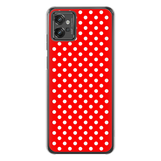 moto g32 高画質仕上げ 背面印刷 ハードケース【055 シンプル柄(水玉) レッド】