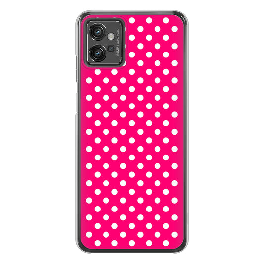 moto g32 高画質仕上げ 背面印刷 ハードケース【056 シンプル柄(水玉) ピンク】