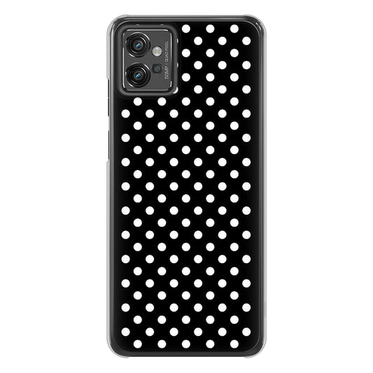 moto g32 高画質仕上げ 背面印刷 ハードケース【059 シンプル柄(水玉) ブラック】
