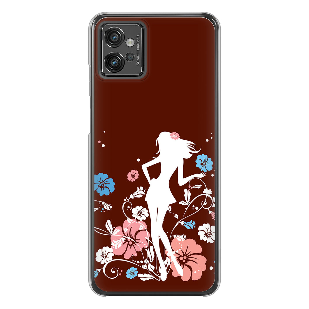 moto g32 高画質仕上げ 背面印刷 ハードケース 【110 ハイビスカスと少女】