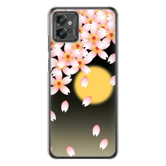 moto g32 高画質仕上げ 背面印刷 ハードケース 【136 満月と夜桜】