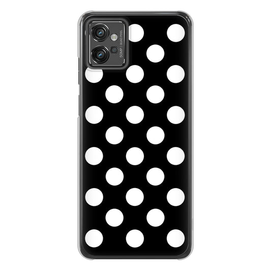 moto g32 高画質仕上げ 背面印刷 ハードケース【332 シンプル柄(水玉)ブラックBig】