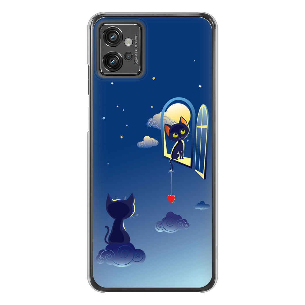 moto g32 高画質仕上げ 背面印刷 ハードケース 夜とネコ