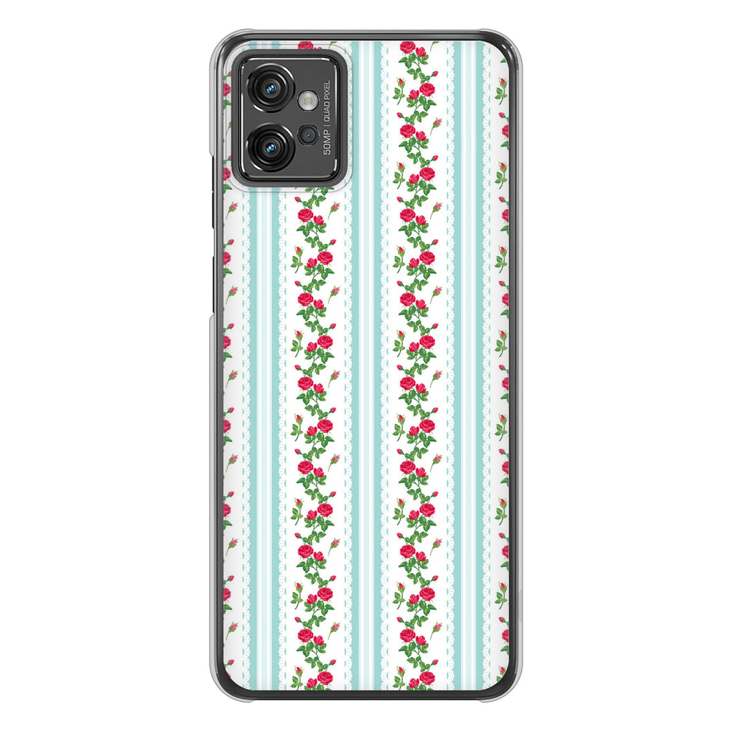 moto g32 高画質仕上げ 背面印刷 ハードケース【744 イングリッシュガーデン(ブルー)】