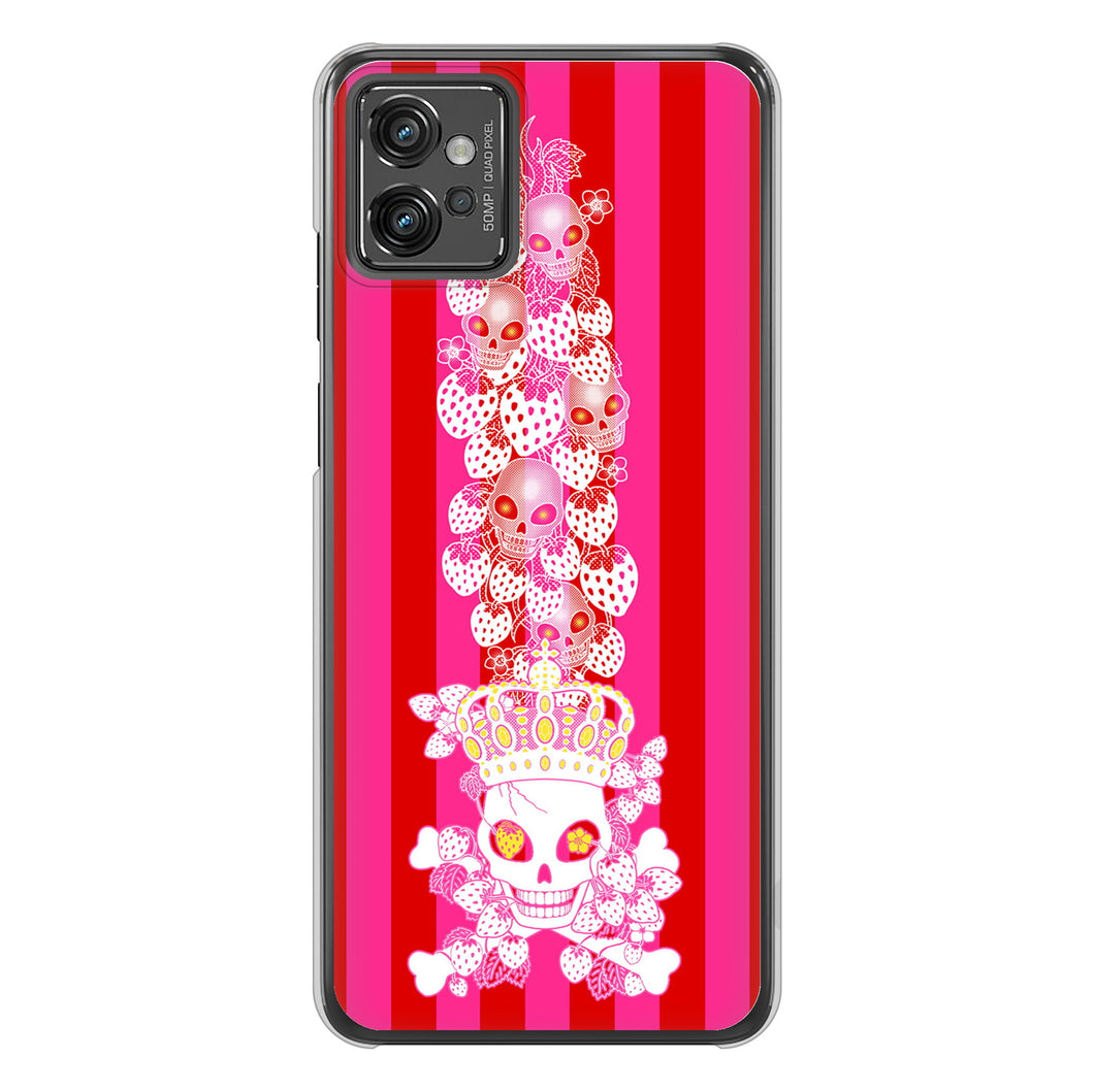 moto g32 高画質仕上げ 背面印刷 ハードケース【AG803 苺骸骨王冠蔦(ピンク)】
