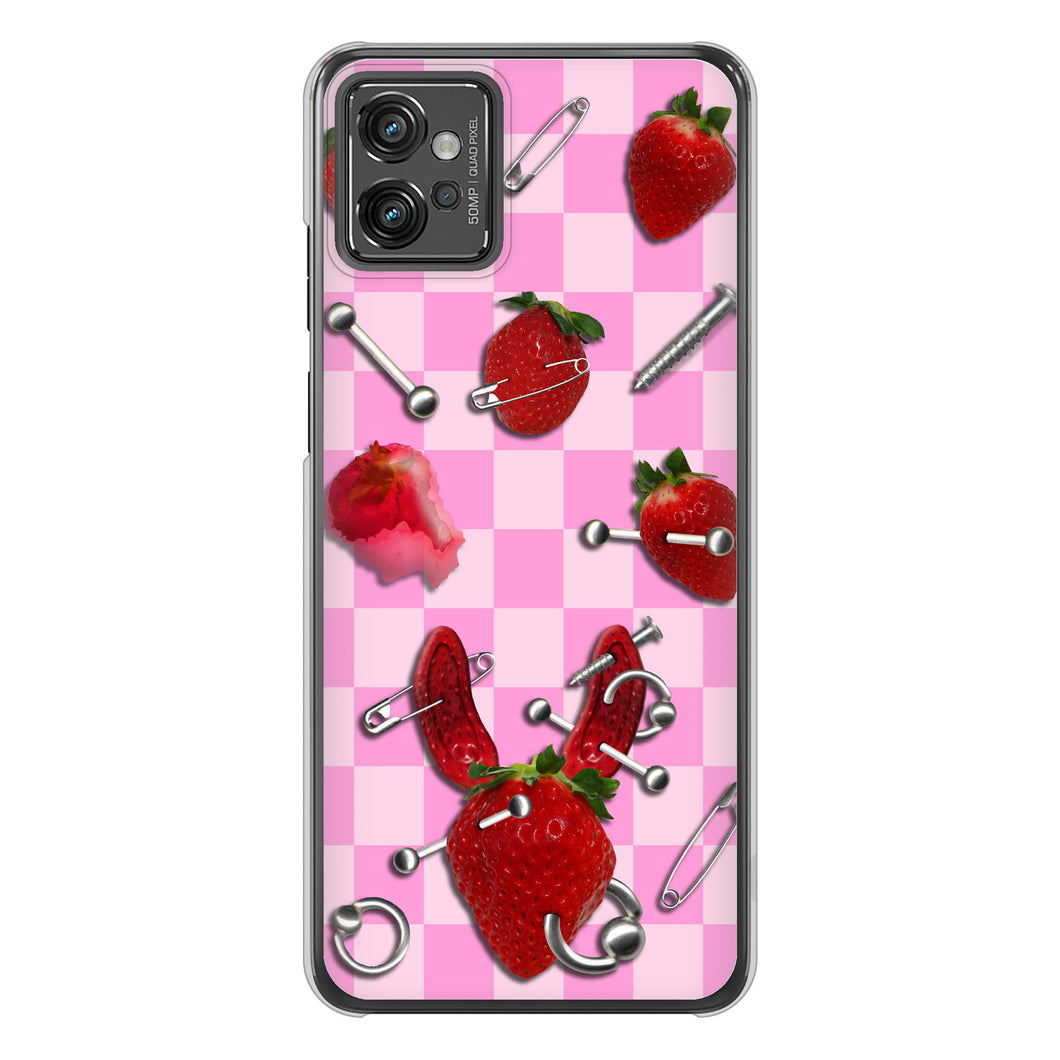 moto g32 高画質仕上げ 背面印刷 ハードケース むかいあぐる 苺パンク