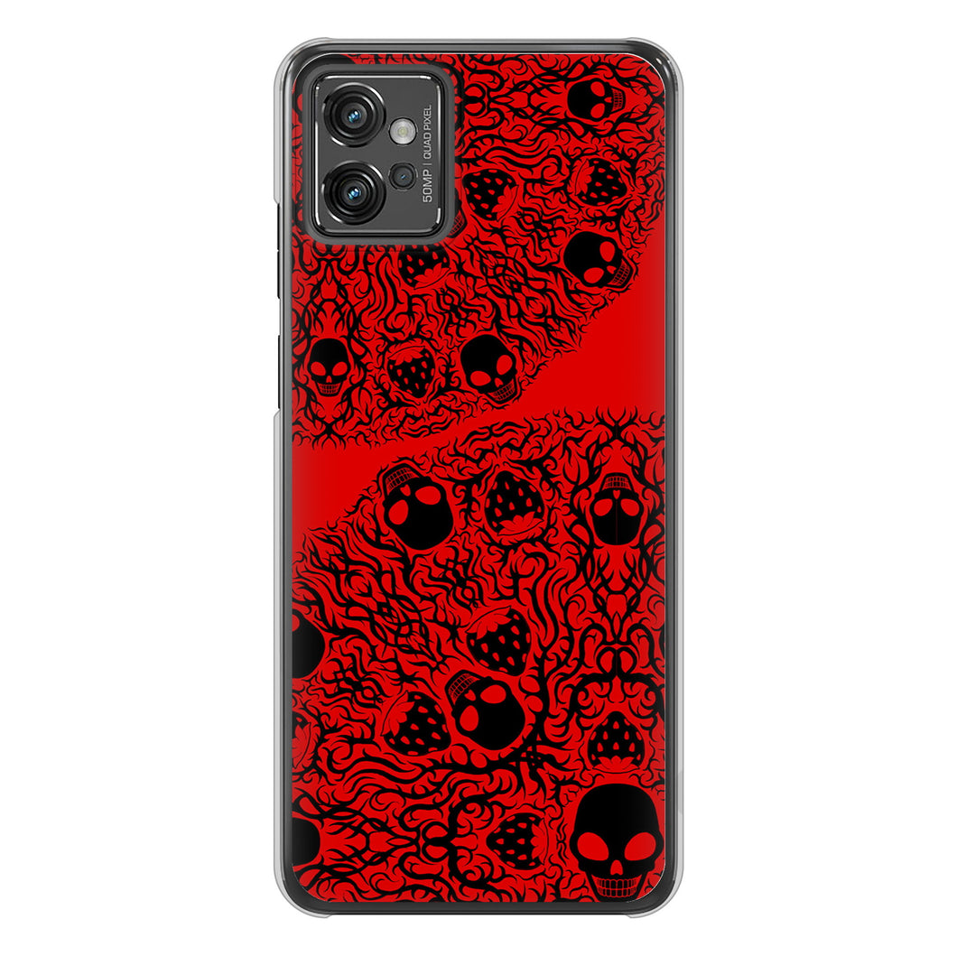 moto g32 高画質仕上げ 背面印刷 ハードケース【AG835 苺骸骨曼荼羅(赤)】