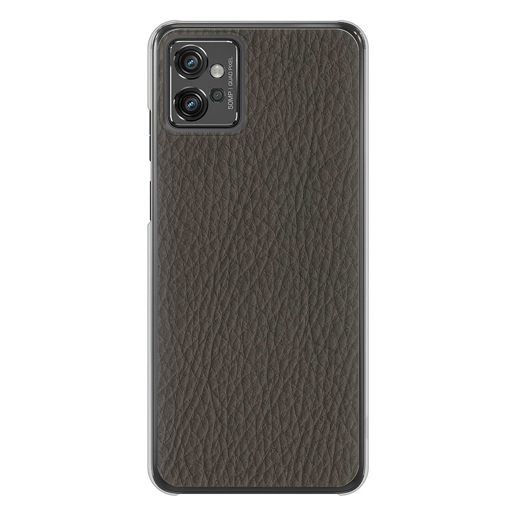 moto g32 高画質仕上げ 背面印刷 ハードケース【EK851 レザー風グレー】