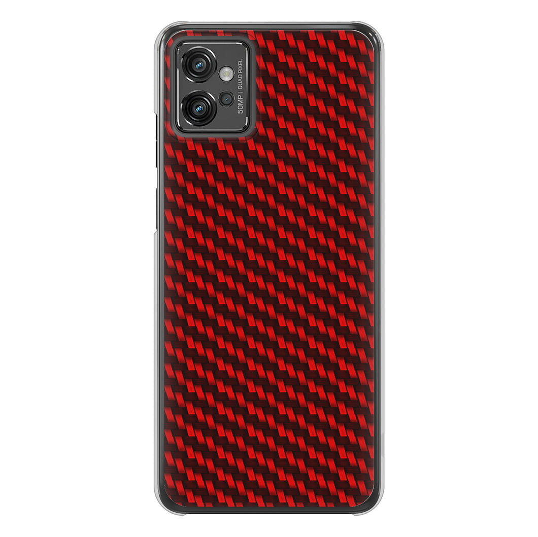 moto g32 高画質仕上げ 背面印刷 ハードケース【EK906 レッドカーボン】