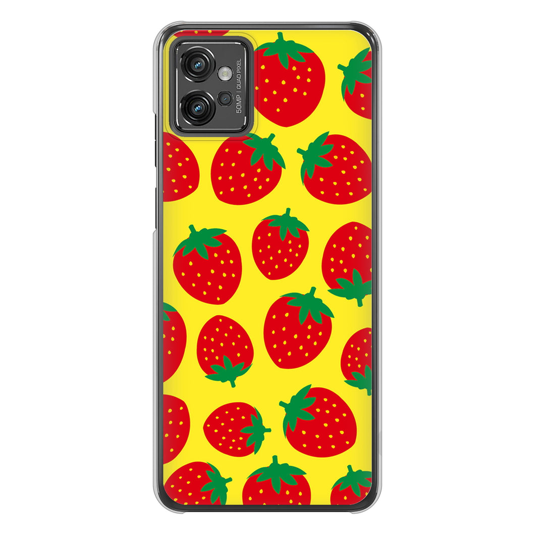 moto g32 高画質仕上げ 背面印刷 ハードケース 小さいイチゴ模様
