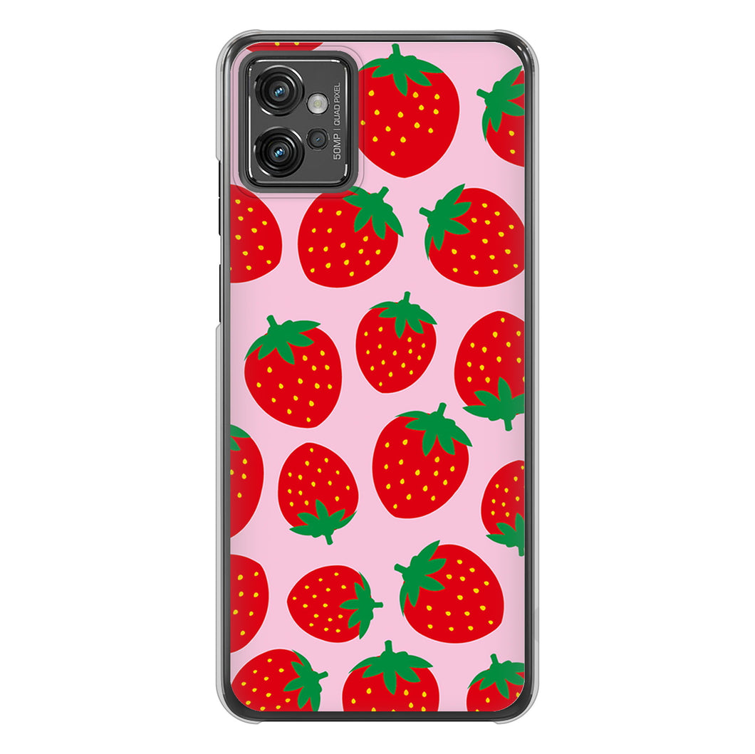moto g32 高画質仕上げ 背面印刷 ハードケース 小さいイチゴ模様