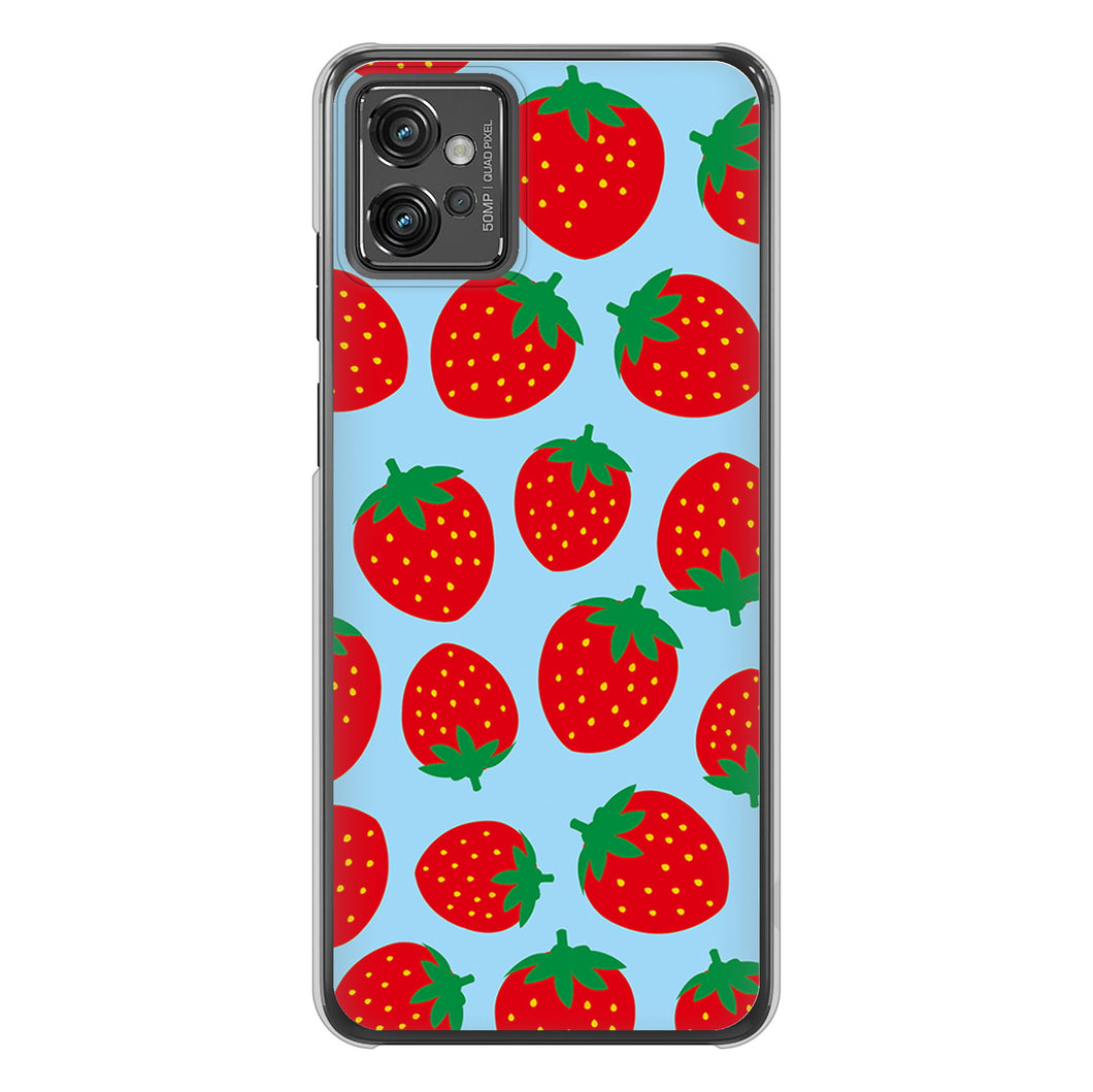 moto g32 高画質仕上げ 背面印刷 ハードケース 小さいイチゴ模様
