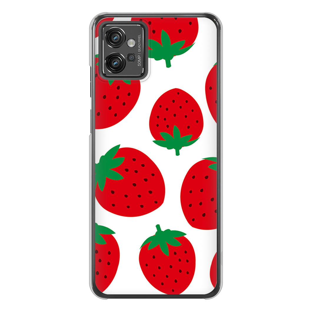 moto g32 高画質仕上げ 背面印刷 ハードケース【SC818 大きいイチゴ模様レッド】