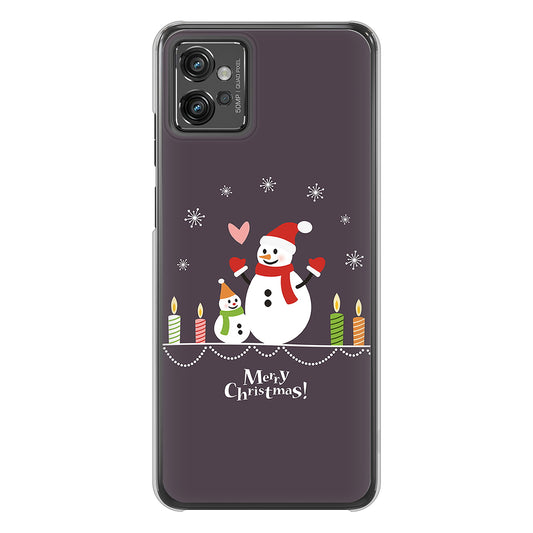 moto g32 高画質仕上げ 背面印刷 ハードケース【XA809 雪だるまの親子】