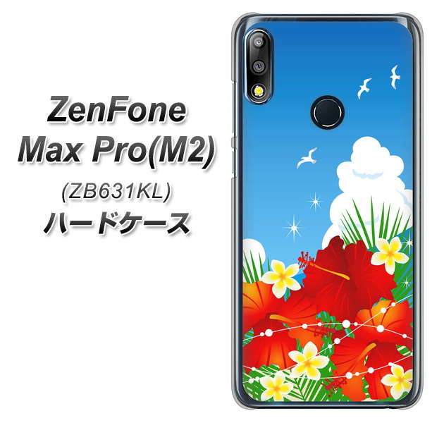 ZenFone(ゼンフォン)Max Pro(M2) ZB631KL 高画質仕上げ 背面印刷 ハードケース【VA821 ハイビスカスと青空】