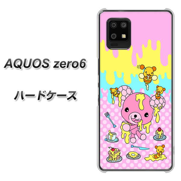 SoftBank アクオスゼロ6 高画質仕上げ 背面印刷 ハードケース【AG822 ハニベア(水玉ピンク)】