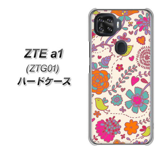 au ZTE a1 ZTG01 高画質仕上げ 背面印刷 ハードケース【323 小鳥と花】