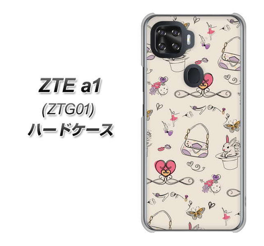 au ZTE a1 ZTG01 高画質仕上げ 背面印刷 ハードケース【705 うさぎとバッグ】