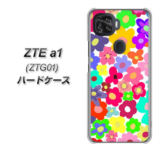 au ZTE a1 ZTG01 高画質仕上げ 背面印刷 ハードケース【782 春のルーズフラワーWH】