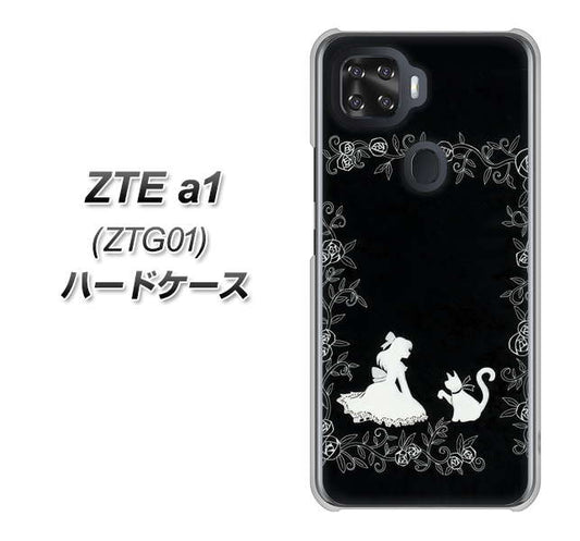 au ZTE a1 ZTG01 高画質仕上げ 背面印刷 ハードケース【1097 お姫様とネコ(モノトーン)】