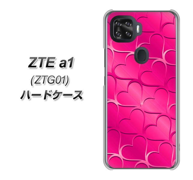 au ZTE a1 ZTG01 高画質仕上げ 背面印刷 ハードケース【1347 かくれハート(ショッキングピンク)】