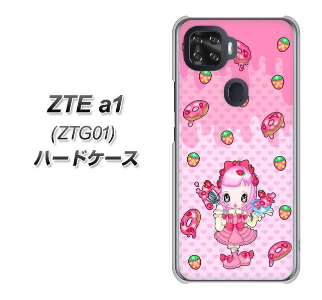 au ZTE a1 ZTG01 高画質仕上げ 背面印刷 ハードケース【AG816 ストロベリードーナツ(水玉ピンク)】