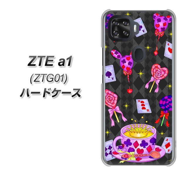 au ZTE a1 ZTG01 高画質仕上げ 背面印刷 ハードケース【AG818 トランプティー(黒)】