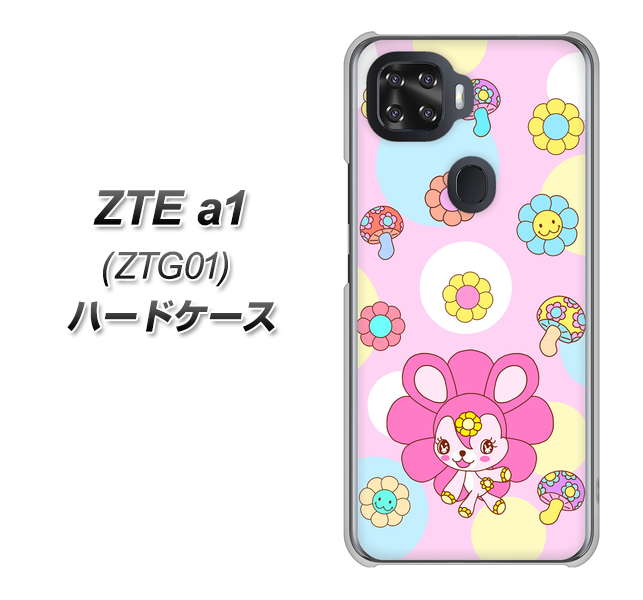 au ZTE a1 ZTG01 高画質仕上げ 背面印刷 ハードケース【AG823 フラワーうさぎのフラッピョン(ピンク)】