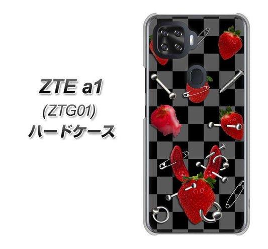 au ZTE a1 ZTG01 高画質仕上げ 背面印刷 ハードケース【AG833 苺パンク(黒)】
