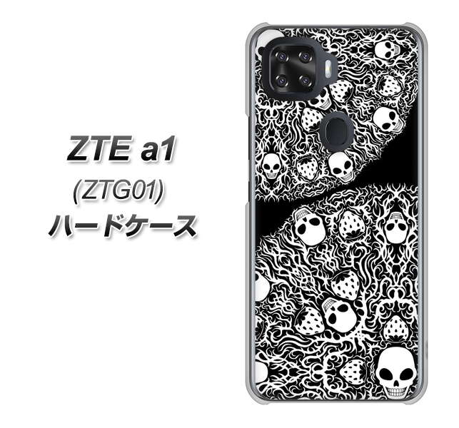 au ZTE a1 ZTG01 高画質仕上げ 背面印刷 ハードケース【AG834 苺骸骨曼荼羅(黒)】