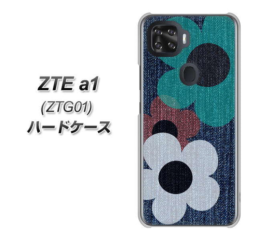 au ZTE a1 ZTG01 高画質仕上げ 背面印刷 ハードケース【EK869 ルーズフラワーinデニム風】