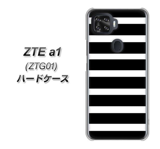 au ZTE a1 ZTG01 高画質仕上げ 背面印刷 ハードケース【EK879 ボーダーブラック（L）】