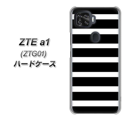 au ZTE a1 ZTG01 高画質仕上げ 背面印刷 ハードケース【EK879 ボーダーブラック(L)】