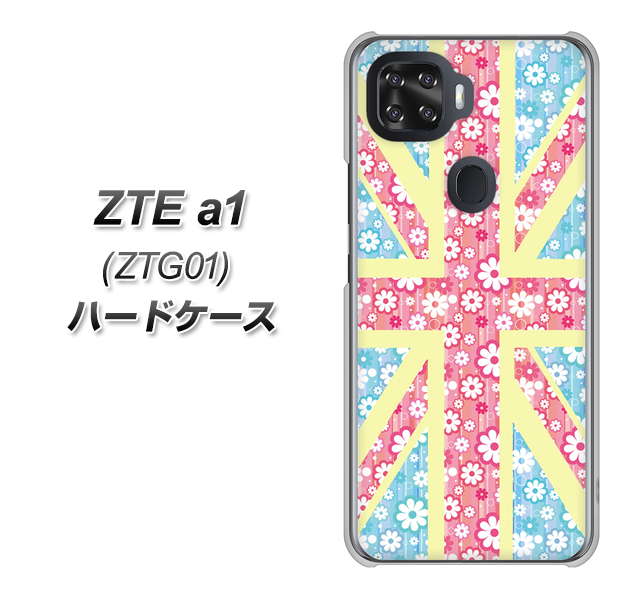 au ZTE a1 ZTG01 高画質仕上げ 背面印刷 ハードケース【EK895 ユニオンジャックパステルフラワー】