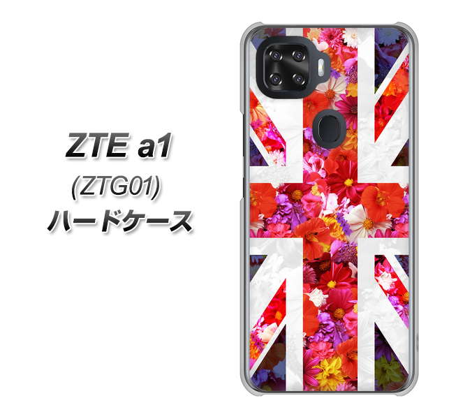 au ZTE a1 ZTG01 高画質仕上げ 背面印刷 ハードケース【SC801 ユニオンジャック リアルフラワー】